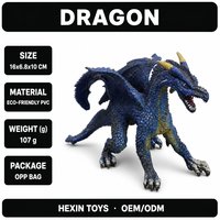 Dragon bleu en PVC 16x6.8x10CM avec ailes, sculpture de dragon en résine peinte à la main, idéale pour la décoration de bureau