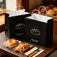 Sacs en papier kraft personnalisés de haute qualité, blancs et noirs, pour la pâtisserie, les desserts, les courses, la restauration rapide, avec votre propre logo