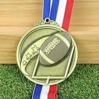 Médaille d'honneur commémorative de compétition sportive de rugby, style antique, en fonte, avec plaque à logo personnalisé, vente en gros