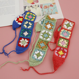 Diadema <span class=keywords><strong>de</strong></span> estilo antiguo tejida a mano por abuelas, con patrones a cuadros, exquisito tocado <span class=keywords><strong>de</strong></span> lana tejida a crochet y han. - Product Image 2