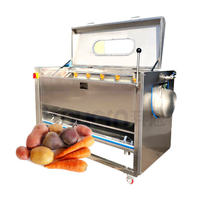 Volautomatische Commerciële Multifunctionele Penseelschiller Groente-Fruitwasmachine Met Lager Voor Andere Wortelgewassen