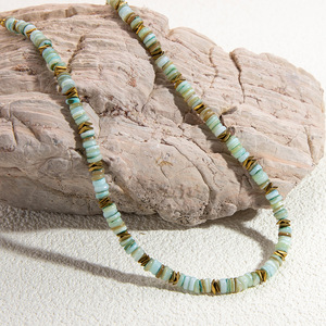 Collier en pierre naturelle, acier inoxydable, or 18 carats, style rétro haut de gamme, chaîne de clavicule pour femme, usage quotidien - Product Image 1