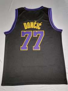 Maglia sportiva 2025 estate senza maniche maglia da basket ricamata Vintage viola per gli uomini Luka Doncic 77 # caratteristica traspirante - Product Image 5