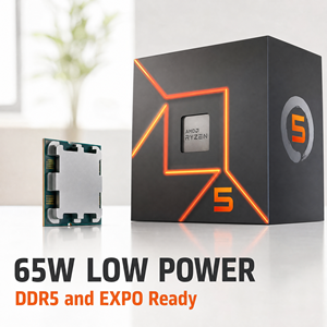 Ryzen 5 7500F ซีพียูเดสก์ท็อป 6 คอร์ 12 เธรด 5.0GHz AM5, สถาปัตยกรรม Zen 4 สำหรับพีซีเกมมิ่ง มีสินค้าในสต็อก - Product Image 1