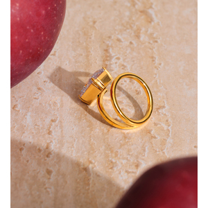 JINYOU-<span class=keywords><strong>Bague</strong></span> <span class=keywords><strong>fine</strong></span> en acier inoxydable 1284 de taille 678, plaqué or, <span class=keywords><strong>avec</strong></span> grand <span class=keywords><strong>diamant</strong></span>, zircon cubique rectangulaire pour mariage - Product Image 4