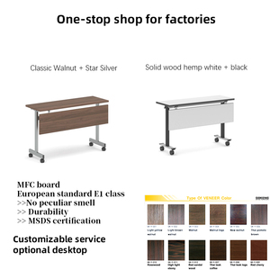 Mesa de Entrenamiento Plegable de Madera Extensible Convertible Moderna, Mesa de Conferencia Modular con Tapa Abatible para Oficina y Escuela - Product Image 3