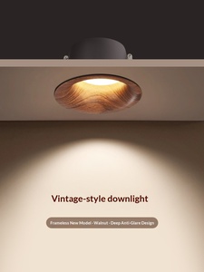 Luminaire encastré LED ultra-plat à design courbé de style chinois, finition grain de noyer, pour salon et chambre à coucher - Product Image 2