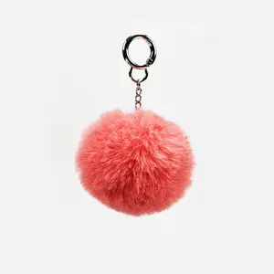 Anillo de alta calidad 8cm Pompón de piel sintética Mujeres Faux Rabbit fur Ball Llaveros