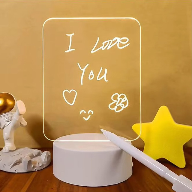 Modern Middle 3D Slideshow Home Decoration Luminous Square Round Bulletin Board Gift Bedroom LED Acrylic Night Light