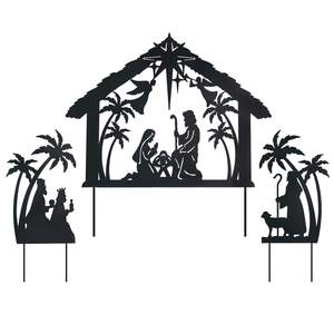 Estaca de metal LED impermeable Santa iluminado Natividad decoraciones al aire libre patio decoración adecuada para jardín césped Patio - Product Image 1