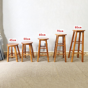 <b>Bar</b> <b>Stools</b> Solid Wood 45cm 50cm 60cm 70cm 80cm Height <b>Adjustable</b> For <b>Bar</b> Home Use Black Color Modern Minimalist Design - Product Image 3
