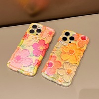 Coque de téléphone antichoc en TPU avec impression IMD motif floral pour iPhone 17/16/15/14 Pro Max