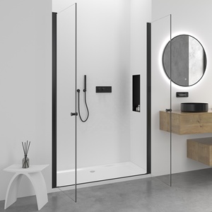 Marco de aluminio para baño, puerta de pivote oscilante doble, cuarto de <span class=keywords><strong>ducha</strong></span>, puerta de vidrio grueso de 8mm - Product Image 2