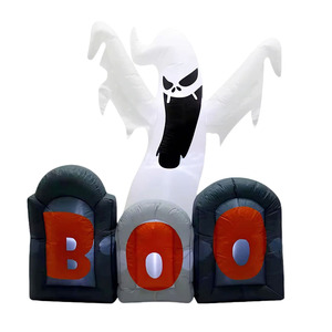 Outdoor Waterproof Halloween Decoration <b>Inflatable</b> 5.5FT Boo Tombstone White Ghost with LED Light for Yard Hotel Garen Party - Product Image 1