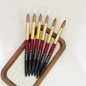 USA Professional 100% Kolinsky Acrylic Nail <b>Brush</b> Oval Premium Quality Crimped Ferrule Soft Metal Handle Sizes #16-#24 - Product Image 1