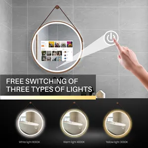 Specchio intelligente con schermo a diamante per bagno con vetro tv a specchio magico appeso a luce led