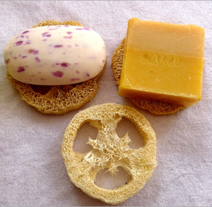 Fournisseur d'usine, <span class=keywords><strong>porte</strong></span>-<span class=keywords><strong>savon</strong></span> en loofah naturel et écologique, ensemble de trois pièces, plateau, marque JN - Product Image 3