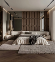 Canapé de salon contemporain haut de gamme, lit king-size en tissu moelleux pour chambre de résidence, tête de lit angulaire, design tout-en-un