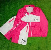 Ensemble court deux pièces léger de haute qualité, veste zippée unisexe coupe-vent, short de jogging satiné à séchage rapide pour l'hiver, idéal pour l'extérieur