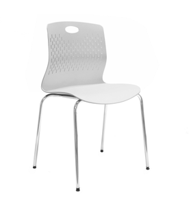 White <b>Stackable</b> Modern PP Plastic <b>Dining</b> <b>Chair</b> with Metal Legs for Hotel Cafe Restaurant Office Use - Product Image 1