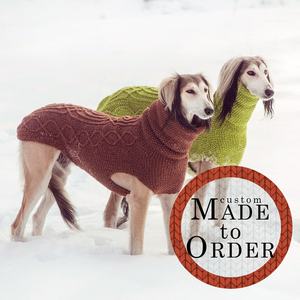 Qiqu Pet Fournisseur Personnalisé Nouveaux Designers Grand <span class=keywords><strong>Saluki</strong></span> Vêtements Laine Col Roulé Torsadé Pull Combinaison Sighthound Pull Gilet - Product Image 3