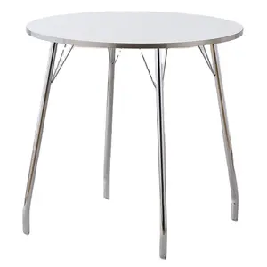 Modern Luxury Design Stainless Steel Leg Wooden Round Table Top Kitchen Furniture Dining Table for Home or Canteen Use