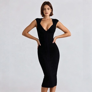 Vestido Midi de Verano para <span class=keywords><strong>Mujer</strong></span>, Negro, Rosa, Rojo Vino, Cintura Alta, con Tirantes, Escote en V Profundo, Sin Mangas, a Rayas, para Cóctel, Fiesta, <span class=keywords><strong>Noche</strong></span>, Formal - Product Image 6