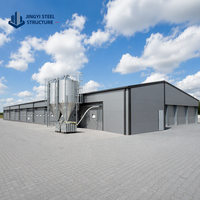 Gallinero Moderno Prefabricado con Estructura de Acero Ligero y Panel Sándwich de Acero, Edificio Agrícola con 5 Años de Garantía