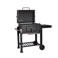SEJR Barbecue Chariot Fumeur au Charbon de Bois avec Table d'Appoint S/M/XL