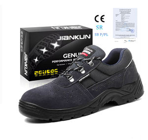 JIANKUN CE Chaussures de sécurité respirantes confortables pour hommes, antidérapantes, en acier, anti-écrasement/crevaison, chaussures de travail en daim et cuir de vache - Product Image 1