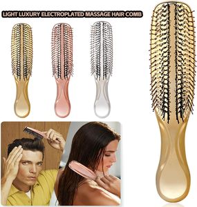 Vente en gros, shampoing démêlant par galvanoplastie, brosse de <span class=keywords><strong>massage</strong></span> du cuir chevelu, poils souples en nylon, peigne à cheveux secs et humides pour femmes et hommes - Product Image 2