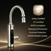 Robinet d'eau chaude instantanée électrique en acier inoxydable, commande tactile, col de cygne rotatif, chauffage rapide, affichage LED, pour camping-car, hôtel, voiture