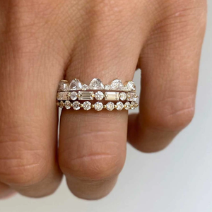 Cincin keabadian elegan cincin emas 14k perak murni polos dapat ditumpuk cincin baguette berlian cantik - Product Image 6