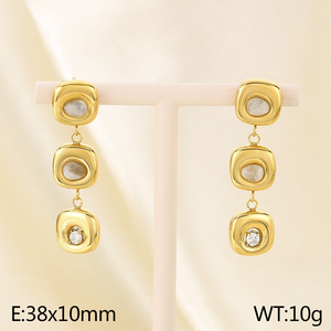 Boucles d'oreilles pendantes longues JAJGI pour femme, tendance, irrégulières, creuses, en laiton massif plaqué or 18 carats, style fête - Product Image 2