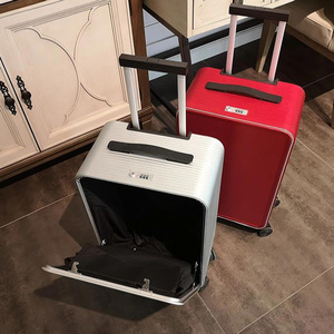 All Aluminum Trolley Case 20 Inch Front Open Swivel Wheels Carry On Business Travel Combination <b>Lock</b> <b>Suitcase</b> - Product Image 1