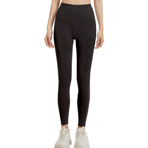 Leggings de Yoga Swift, Cintura Alta, Elásticos, Estiramiento en Cuatro Direcciones, Sin Costuras, Color Negro Sólido, Largos, para Mujer - Product Image 1