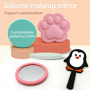 <span class=keywords><strong>Miroir</strong></span> de maquillage compact en silicone portable avec logo personnalisé |   Cadeau de voyage pour femmes et filles - Product Image 1
