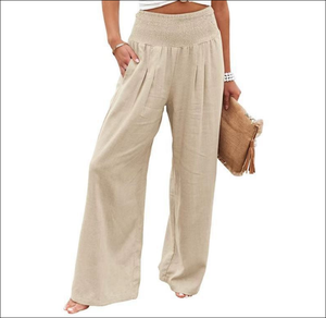 <span class=keywords><strong>Pantalon</strong></span> décontracté pour <span class=keywords><strong>femme</strong></span>, style décontracté, en coton, <span class=keywords><strong>taille</strong></span> mi-haute, <span class=keywords><strong>pantalon</strong></span> large pour le printemps et l'été - Product Image 1