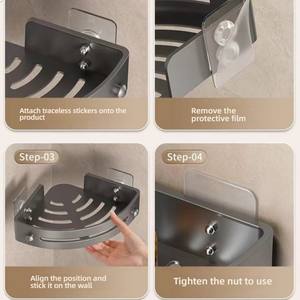 <span class=keywords><strong>Plastique</strong></span> sans perçage conception <span class=keywords><strong>d</strong></span>'<span class=keywords><strong>angle</strong></span> gain <span class=keywords><strong>de</strong></span> place installation facile <span class=keywords><strong>salle</strong></span> <span class=keywords><strong>de</strong></span> <span class=keywords><strong>bain</strong></span> organisation <span class=keywords><strong>de</strong></span> stockage mur carte mère étagère murale - Product Image 4