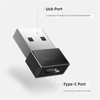 Adaptateur OTG en alliage d'aluminium Type-C Femelle vers USB Mâle avec charge rapide PD et transfert de données ultra-rapide