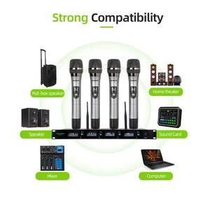 Sistema de Micrófono Inalámbrico UHF Profesional, 4 Micrófonos, Montaje en Rack, Múltiples Antenas, Señal Estable, Sistema PA, Instalación para Conferencias, Sonido - Product Image 4