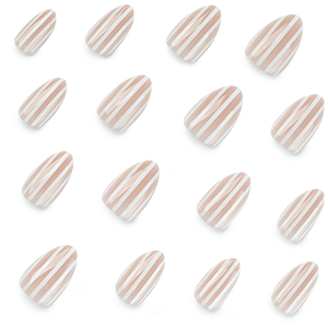 <span class=keywords><strong>Faux</strong></span> ongles courts en amande à presser, minimalistes, à rayures colorées, réutilisables, en gros - Product Image 3