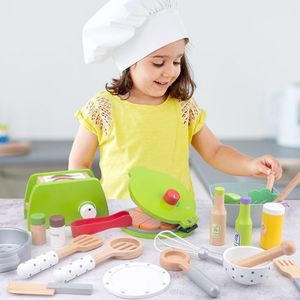 Ensemble de jouets de cuisine <span class=keywords><strong>en</strong></span> <span class=keywords><strong>bois</strong></span> éducatifs pour enfants, garçons et filles, avec <span class=keywords><strong>grille</strong></span>-<span class=keywords><strong>pain</strong></span> et boîte d'ustensiles de cuisine - Product Image 3
