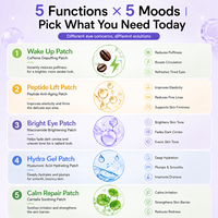 Patchs pour les yeux imprimés mignons à la caféine, peptides, niacinamide, acide hyaluronique et centella pour les poches, les cernes et la sécheresse