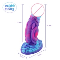 Dildo Extrême Bleu Violet Écailles de Dragon - Dildo Imperméable en Silicone Liquide Ailé Fantaisie avec Base à Ventouse