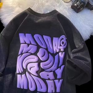 Custom Puff Printed logo 250 Gsm <b>T</b>-<b>shirt</b> 100% Cotton Unisex Streetwear Graphic Heavyweight Oversized Acid Wash <b>Men</b> <b>t</b> <b>Shirt</b> - Product Image 4