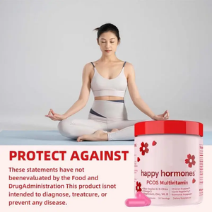 Veagn Happy Hormones Pcos Multivitamines Oméga 3 Magnésium <span class=keywords><strong>Zinc</strong></span> Vitamine <span class=keywords><strong>D</strong></span> Soutien Hormonal Régularité du Cycle Capsules Féminines - Product Image 3