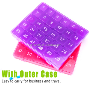 Venta al por mayor de viaje desmontable pequeño sellado 30 días 30 compartimentos organizador de almacenamiento de pastillas portátil caja de medicamentos con estuche exterior - Product Image 2