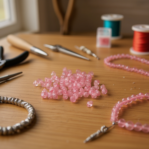 Ilan Abalorios Perline Biconiche Sfaccettate Rosa Chiaro 8mm 15g - Product Image 3