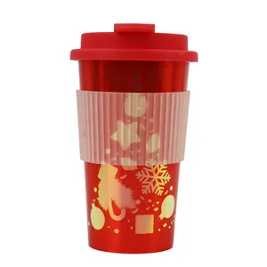 Coffee Cup With Lid Christmas Gift Plastic Anti-scalding Design Color Plastic Home Coffee Mugs Customized Logo Acceptable Carton